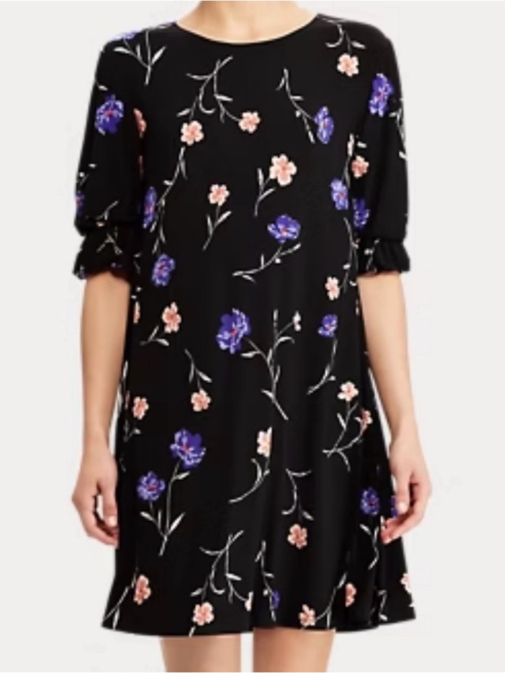 Ralph Lauren Floral Shift Dress Womens size 12 Black‎ career Office Event Formal